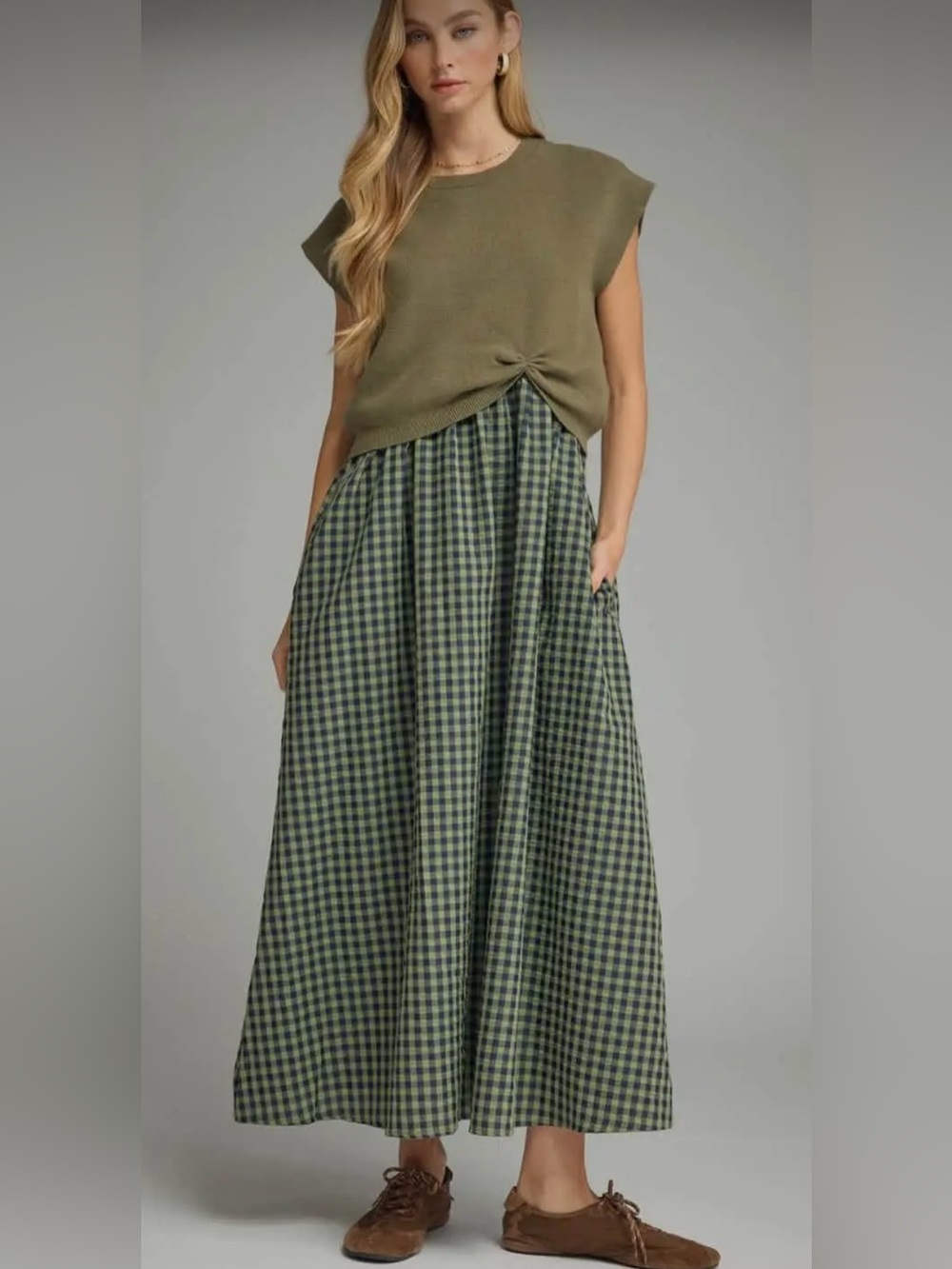 Entro Gingham Maxi Dress Set